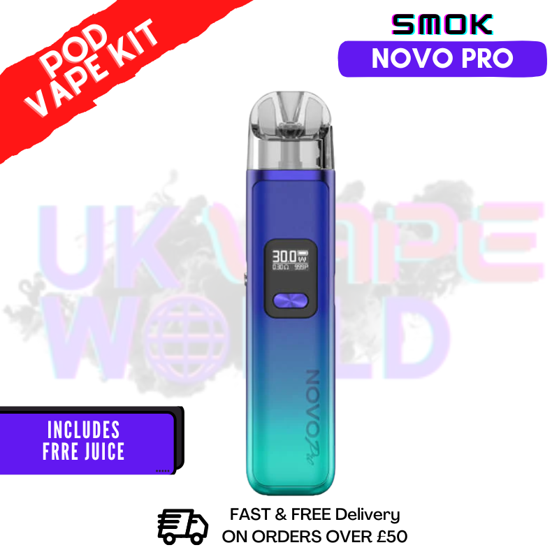 Cyan Blue Smok Novo Pro Pod Kit + Free Nic Salt