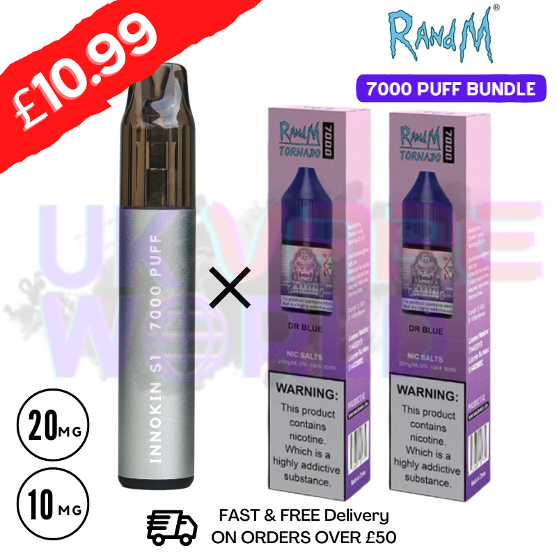 MR BLUE - RandM Tornado 7000 Puff (Refil Bundle) Kit - UK Vape World