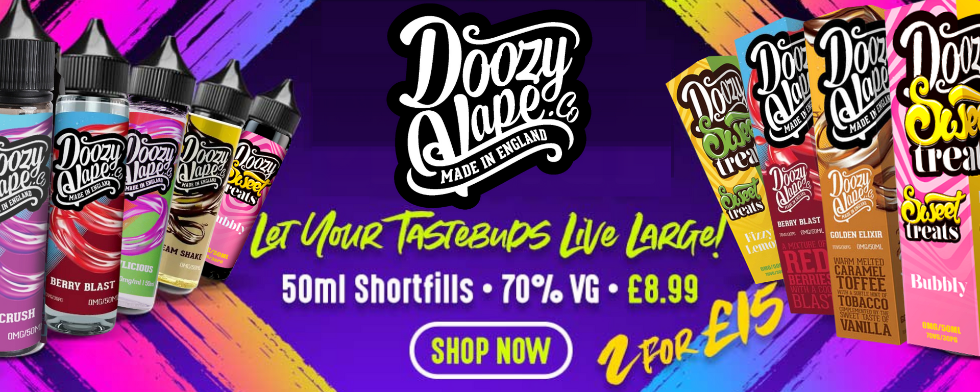 Buy Doozy Vape Co eliquid 50ml shortfills for £8.99 bargain deals and discount sales Special offers on the best vape ejuice lowest prices UK & Europe.