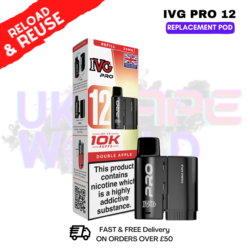 Double Apple IVG Pro 12 REFIL Pod Pack - ukvapeworld