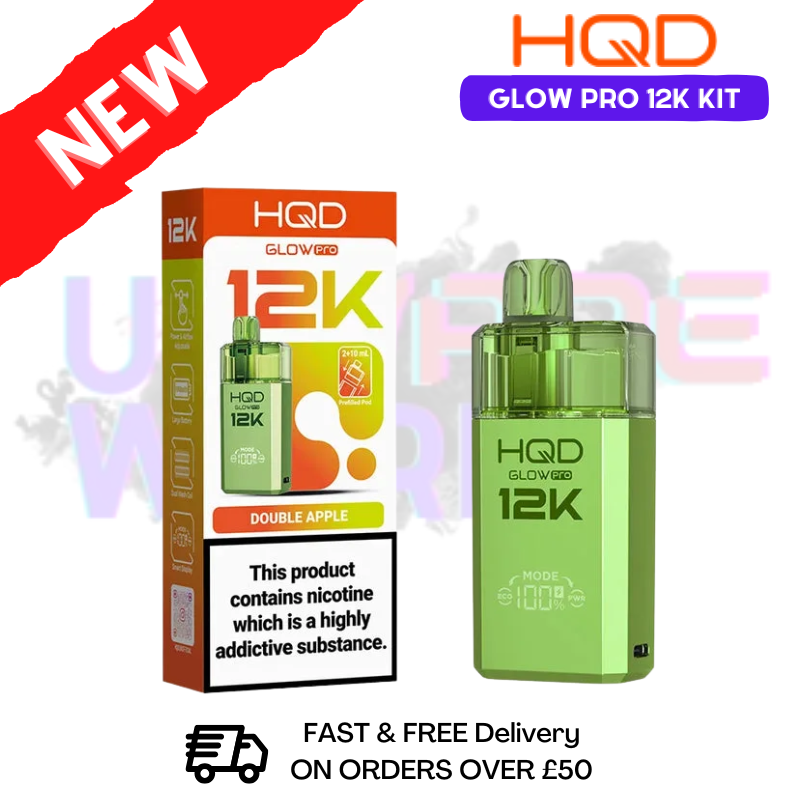 Double Apple HQD Glow Pro 12K Puff Prefilled Pod Kit - ukvapeworld