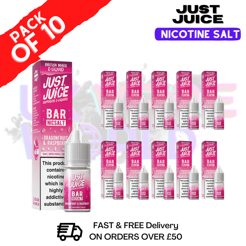Dragonfruit Raspberry Just Juice Nic Salt Box Of 10 - ONLY £17.99 - ukvapeworld