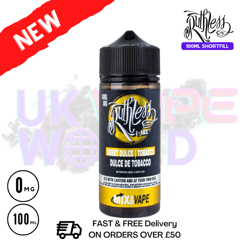 ruthless dulce de tobacco 100ml Shortfill Caramel, Sweet Milk & Tobacco Vape Juice Ziggicig Dulce De Tobacco By Ruthless