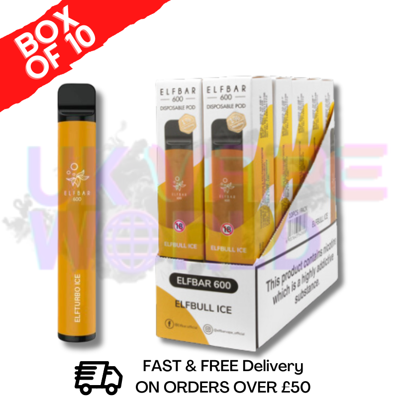 Elf Bar 600puff Elfbull ICE Box of 10 Cheap Disposables