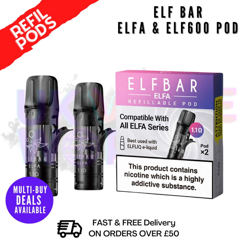 Shop Elf Bar 2ml Refillable Pod ELFA & ELF 600 Compatible [Pack Of 2] - UK Vape World