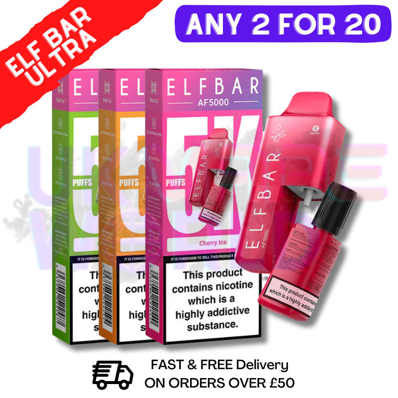 Shop ELF BAR AF 5000 Vape Puff 5000Puff Bars - ANY 2 FOR £20 - UK Vape World