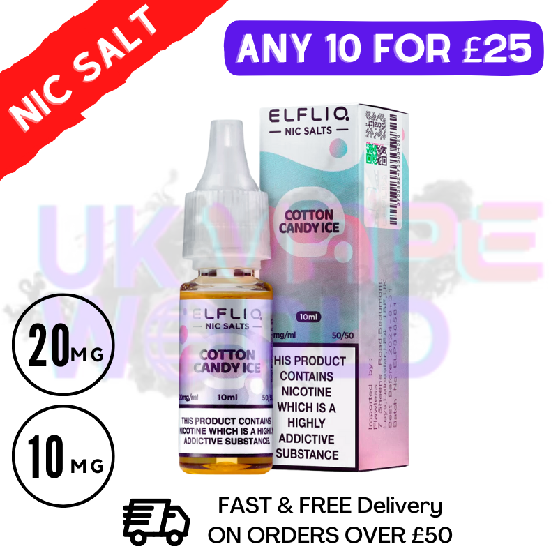 ElfLiq 'Cotton Candy' Nic Salt 10ML eLiquid - 10 For 25