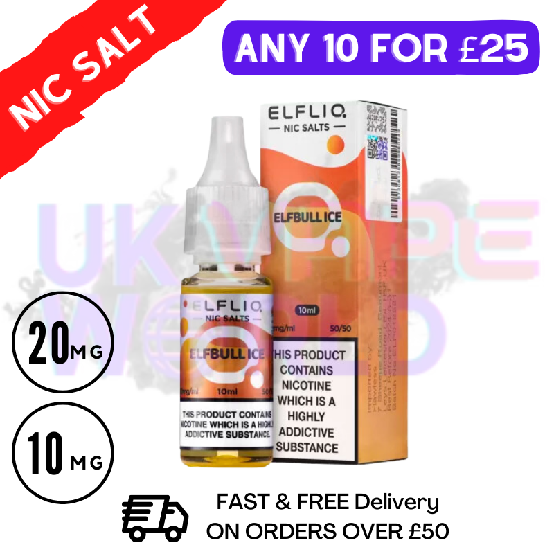 Shop ElfLiq 'Elfbull ICE' Nic Salt 10ML eLiquid Online - UK Vape World