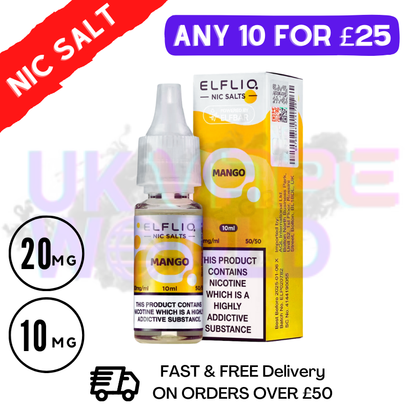 Shop  ElfLiq 'Mango' Nic Salt 10ML eLiquid online - UK Vape World