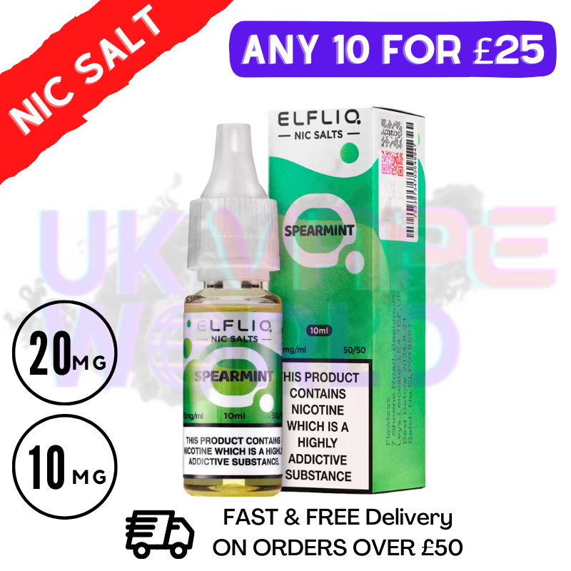 ElfLiq 'Spearmint' Nic Salt 10ML eLiquid - UK Vape World