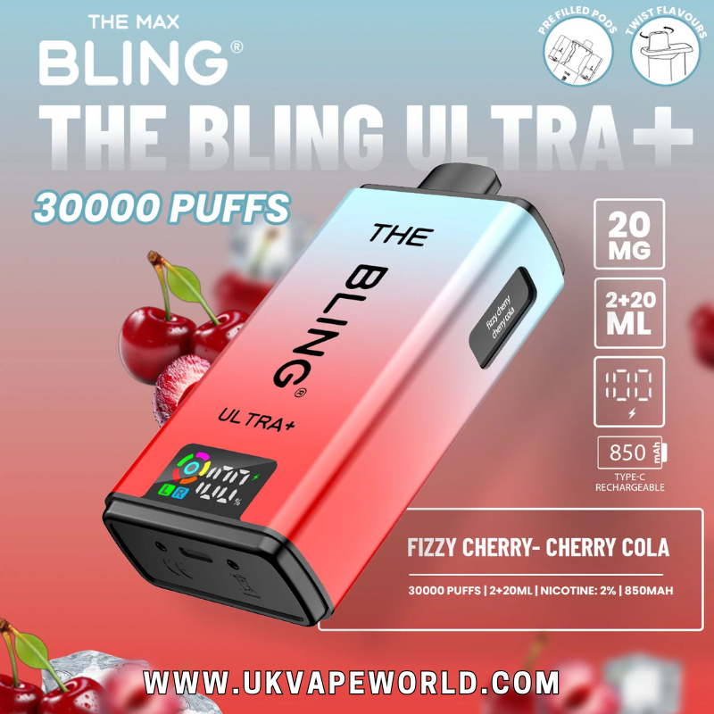 shop Fizzy Cherry/Cherry Cola Bling 30k Ultra Plus Prefilled Pod Kit - ukvapeworld