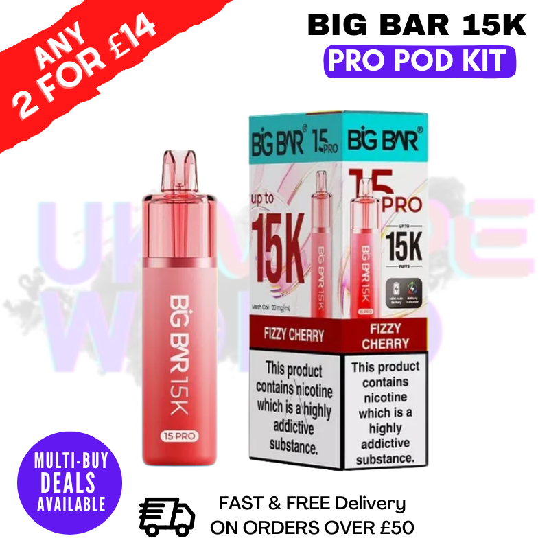 Fizzy Cherry Big Bar 15K Prefilled Pod Kit - £7.89 - ukvapeworld
