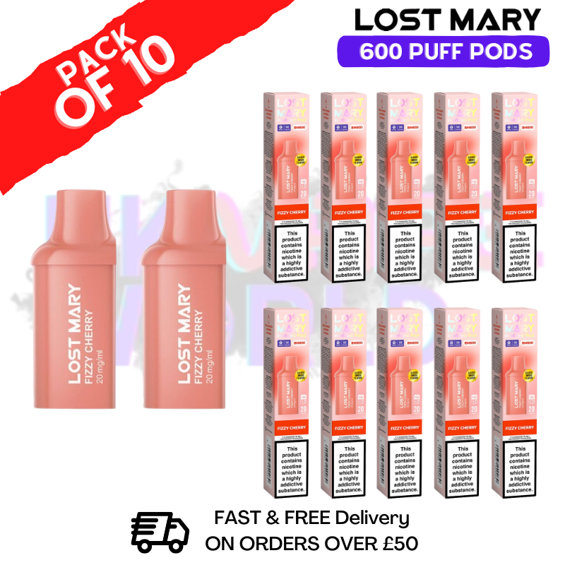 Fizzy Cherry Lost Mary 600 Puff Replacement Pods Box Of 10 - ukvapeworld