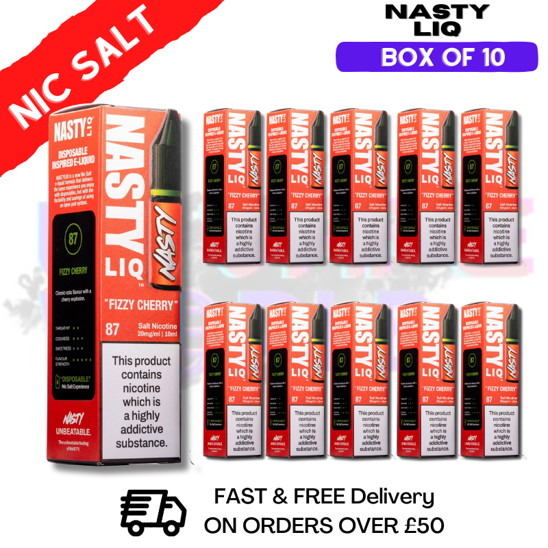 Shop Fizzy Cherry - NastyLiq Nic Salt Box Of 10 - UK Vape World