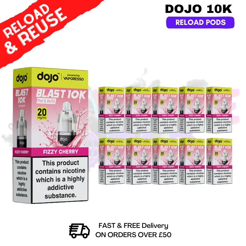 shop Fizzy Cherry Dojo Blast 10K Replacement Pods Box Of 10 - ukvapeworld