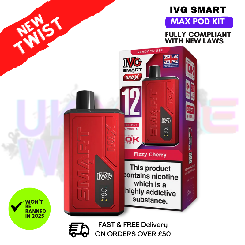 Fizzy Cherry IVG Smart Max 10K Puff Prefilled Pod Kit
