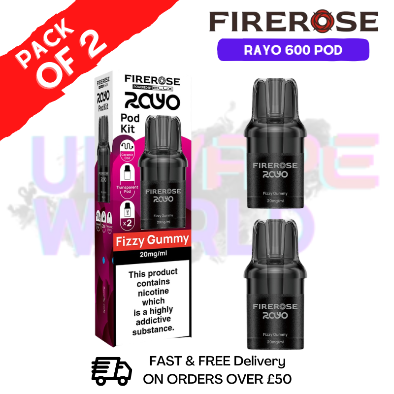 Fizzy Gummy Firerose Rayo 600 Replacement Pods Pack Of 2 - UKVAPEWORLD