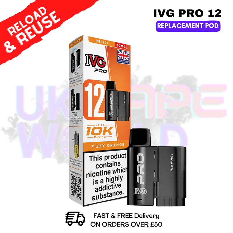 Fizzy Orange IVG Pro 12 REFIL Pod Pack - ukvapeworld