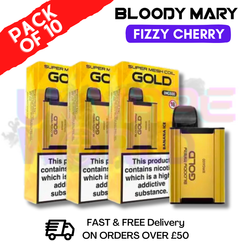 Shop Fizzy Cherry Gold Bloody Mary 600Puff Disposable Pod Kit - UK Vape World