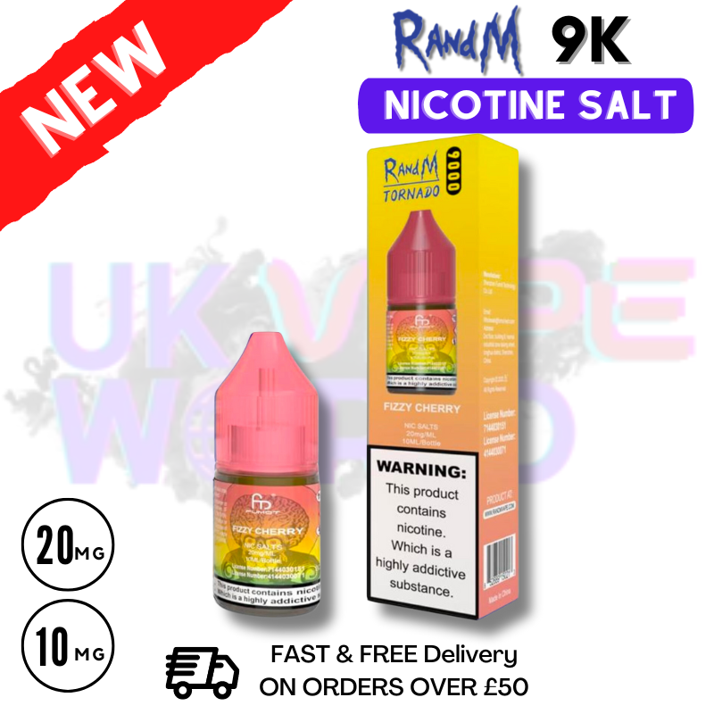 Shop Fizzy Cherry RandM Tornado 9000 Nic Salt 10ml eLiquid - UK Vape World