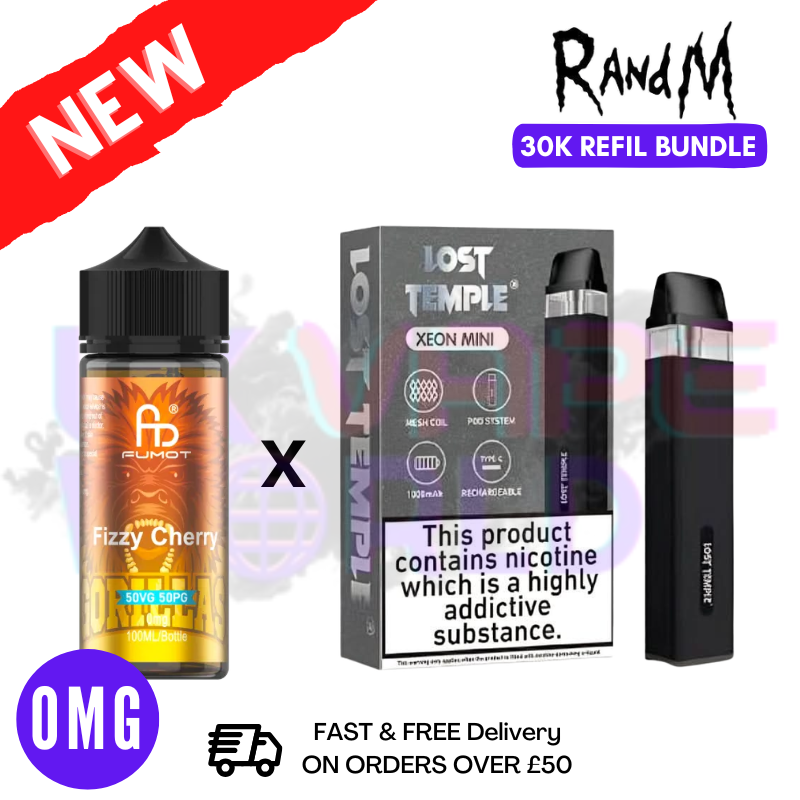 Fizzy Cherry RandM 30K Puff Zero Nicotine Vape Kit - UK Vapeworld