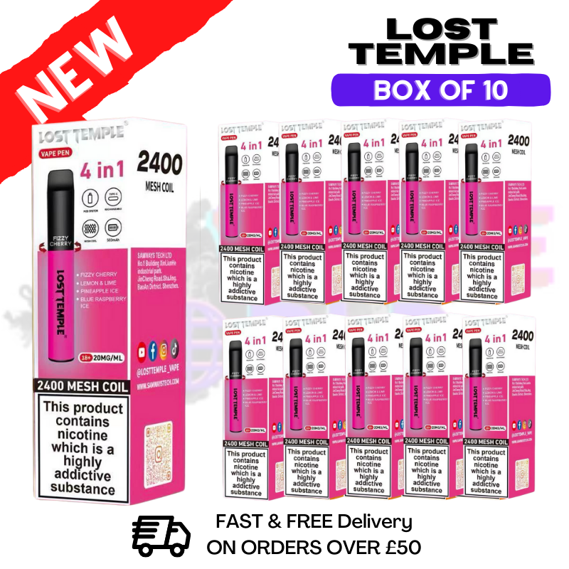 Fizzy Cherry - Lost Temple 2400 Puff Bar Box Of 10 - UK Vape World