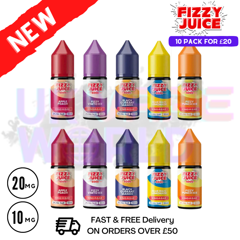 Box Of 10 Fizzy Juice 5000 Nic Salt 10ML E-liquid