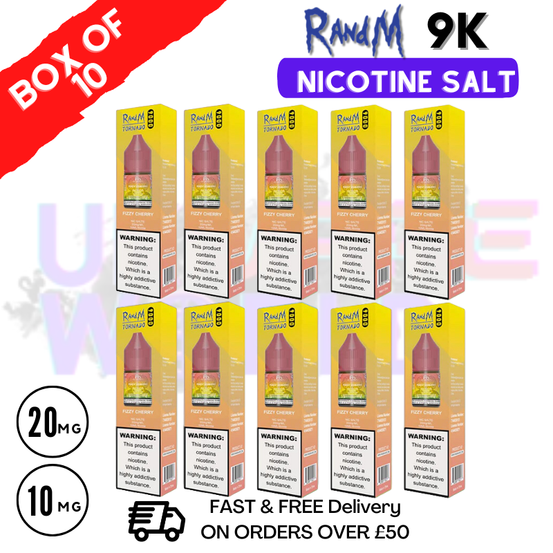 Shop Fizzy Cherry RandM 9000 Tornado Nic Salt Pack / Box of 10 - £16.99 - UK Vape World