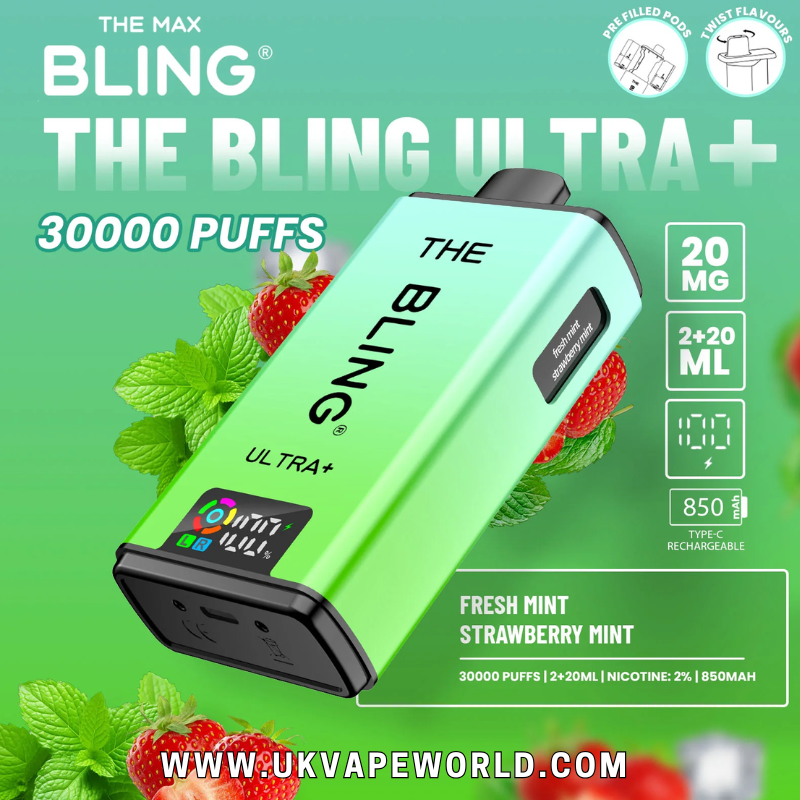 shop Fresh Mint/Strawberry Mint Bling 30k Ultra Plus Prefilled Pod Kit - ukvapeworld