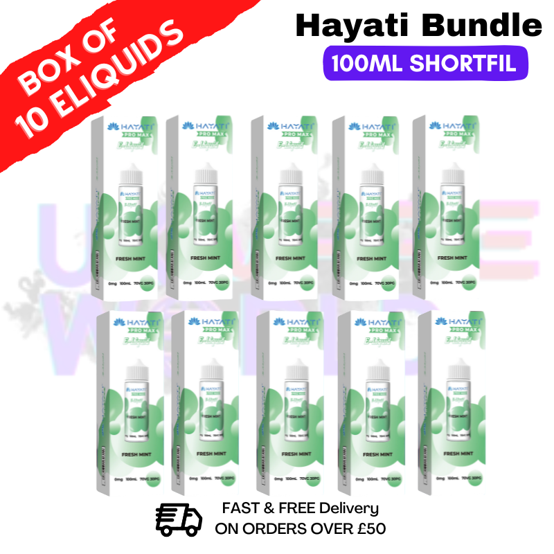 Fresh Mint Hayati 100ML Box Of 10 + Free NicShots