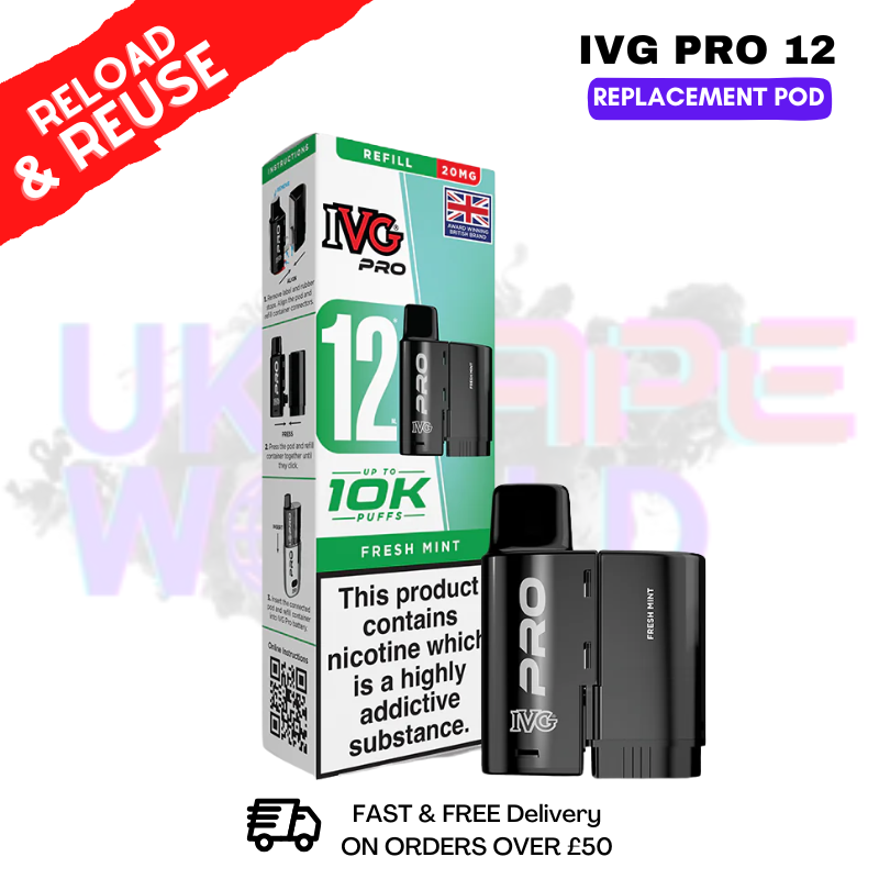 Fresh Mint IVG Pro 12 REFIL Pod Pack - ukvapeworld