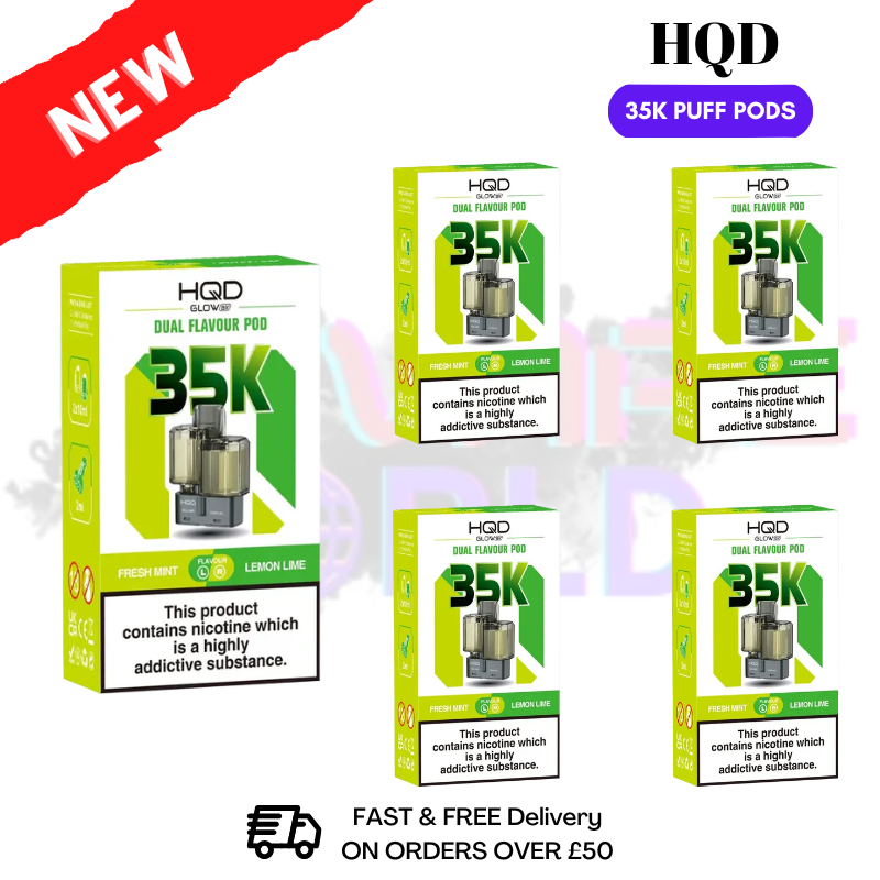 Fresh Mint HQD Glow Air 35K Prefilled Pods Box Of 5 - ukvapeworld