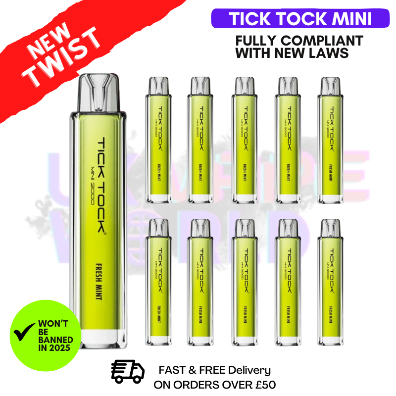Shop Fresh Mint Tick Tock Mini 2000 Box Of 10 - UK Vape World