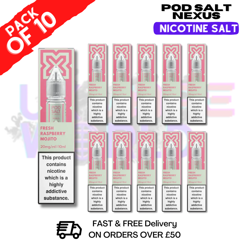 Shop Fresh Raspberry Mojito Pod Salt Nexus Nic Salt Box Of 10 - UK Vape World