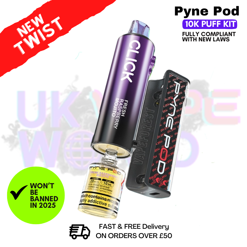 Shop Fresh Raspberry Mojito Pyne Pod 10K Puff Vape Kit - UK Vape World