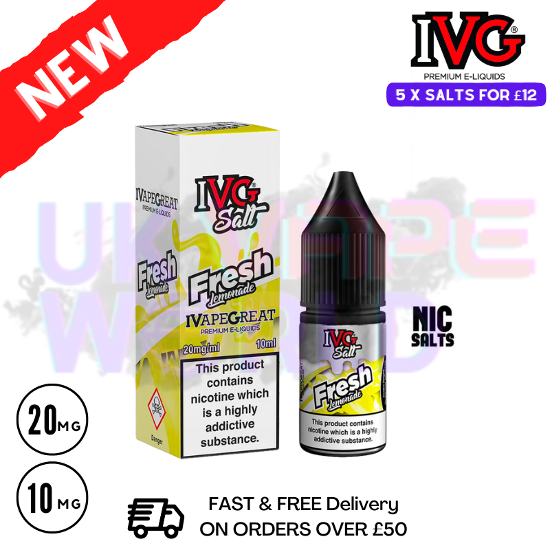 Fresh Lemonade IVG Salt 10ml Nic Eliquid - UK Vape World