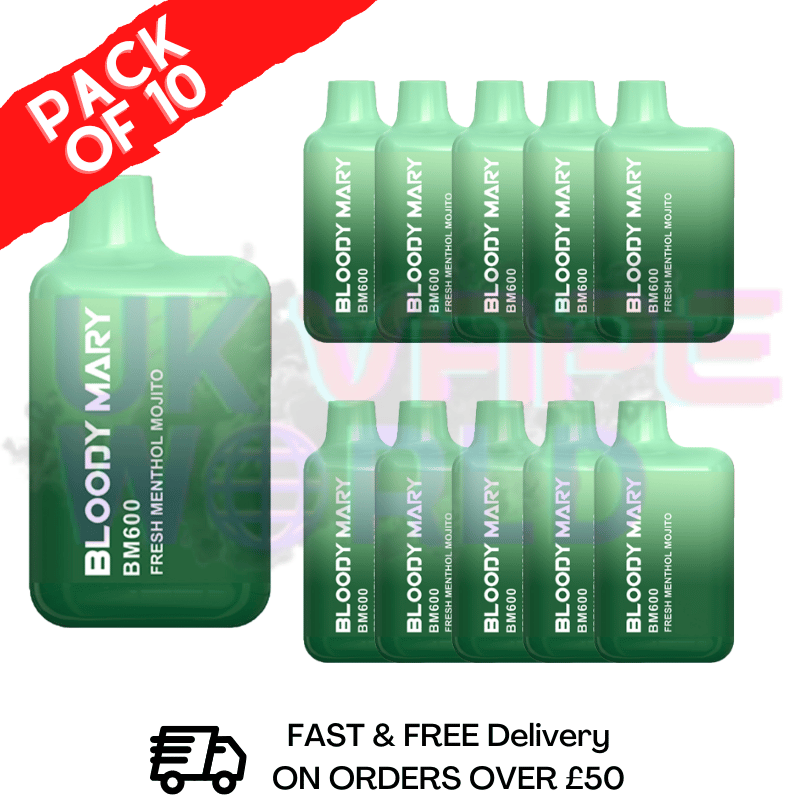 Fresh Menthol Mojito - Bloody Mary 600Puff Box of 10 - UK Vape World
