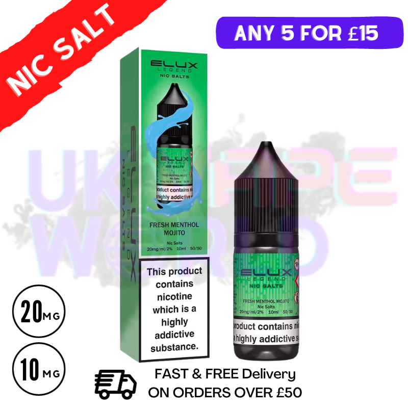 Fresh Menthol Mojito Elux Legend Nic Salt 10ML eLiquid - UK Vape World