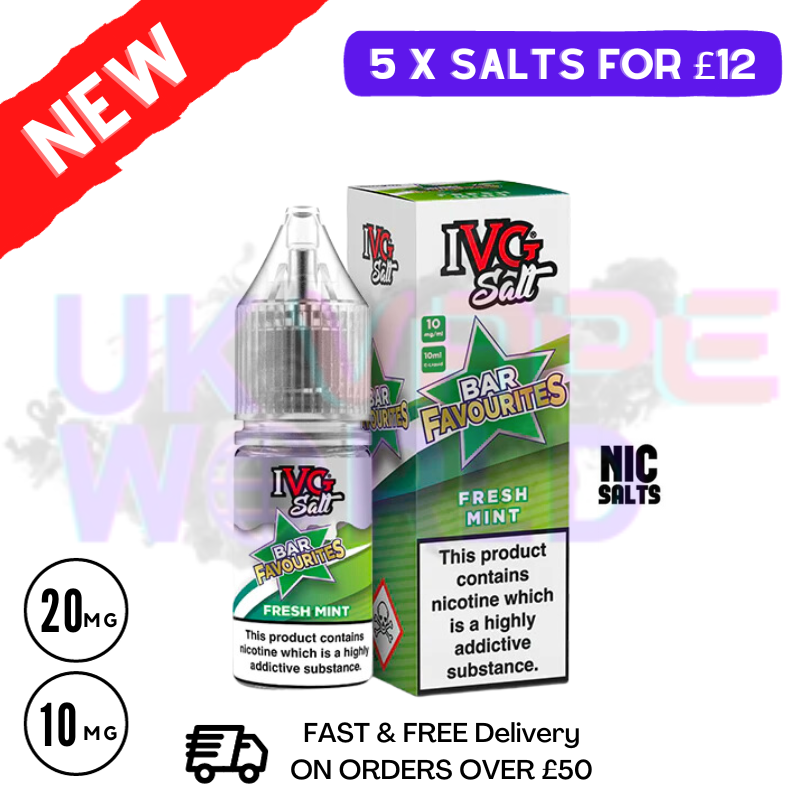 Fresh Mint IVG "Bar Favourites" Salt 10ml Nic Eliquid Satisfy your mint cravings with a cool and refreshing blast of flavour! - UK Vape World