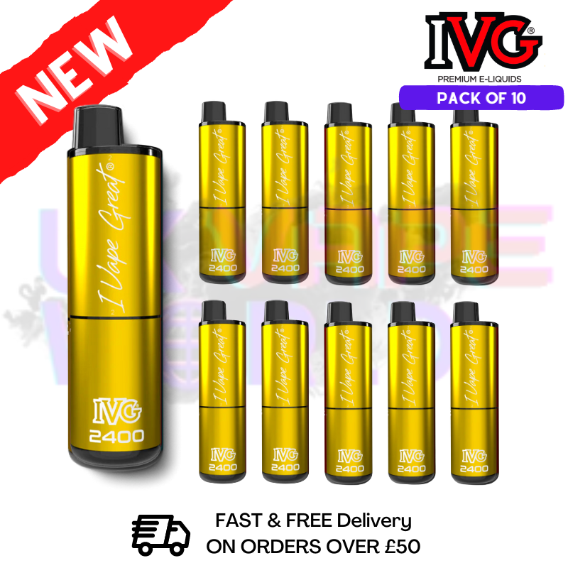 Box Of 10 - Fresh Mint Menthol Mojito IVG 2400 Disposable Vape Pen Kit - UK Vape World