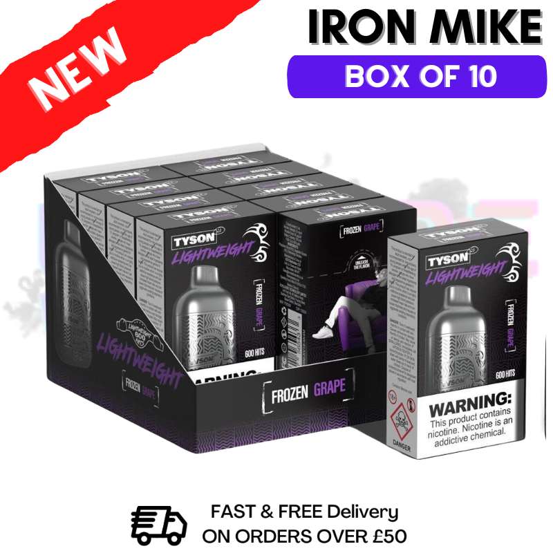 Shop Frozen Grape Tyson 2.0 600puff Vape Kit Pack / Box Of 10 Disposable - UK Vape World