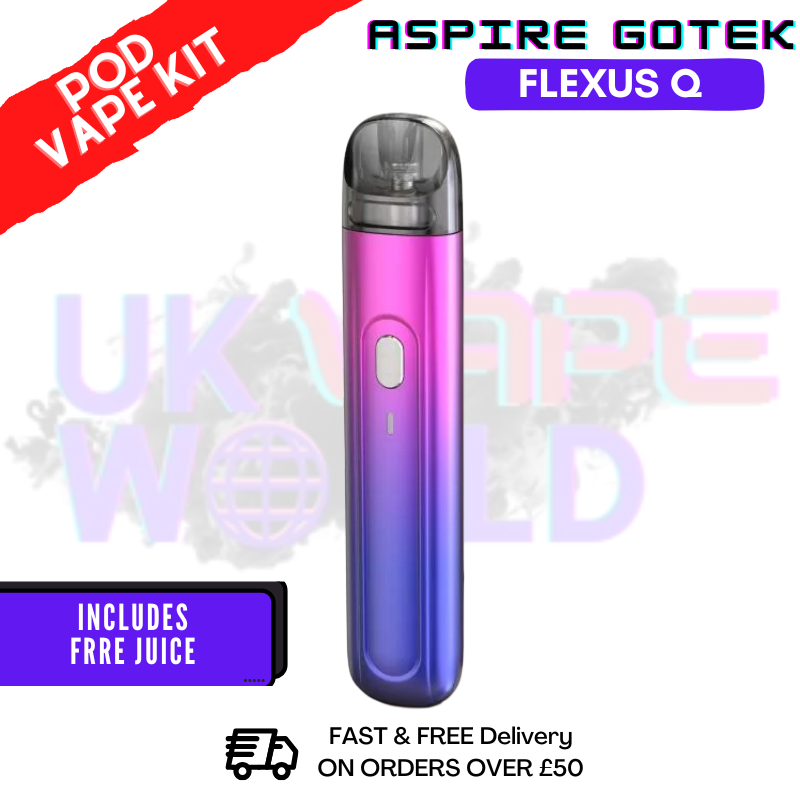 Fuchsia Aspire Flexus Q Pod Kit + Free 2x Salt