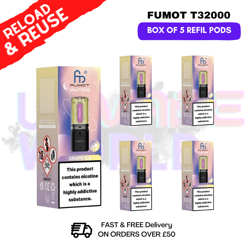 Grape ICE Fumot T32000 REPLACEMENT PODS - BOX OF 5 - UKVAPEWORLD