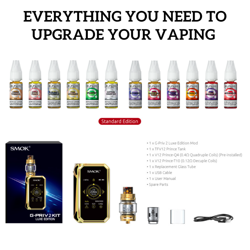 Smok G Priv 2 Luxe Edition + 10 FREE ELF LIQ SALTS Bundle