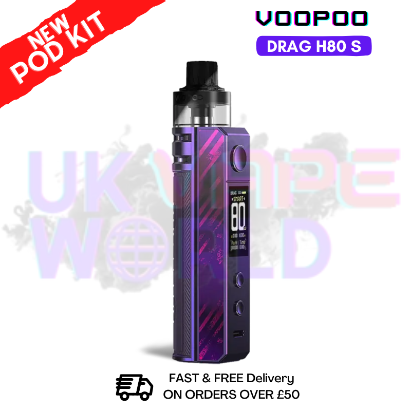 Shop Galaxy Purple Voopoo Drag H80 s pod Kit + Free Nicsalt - ukvapeworld
