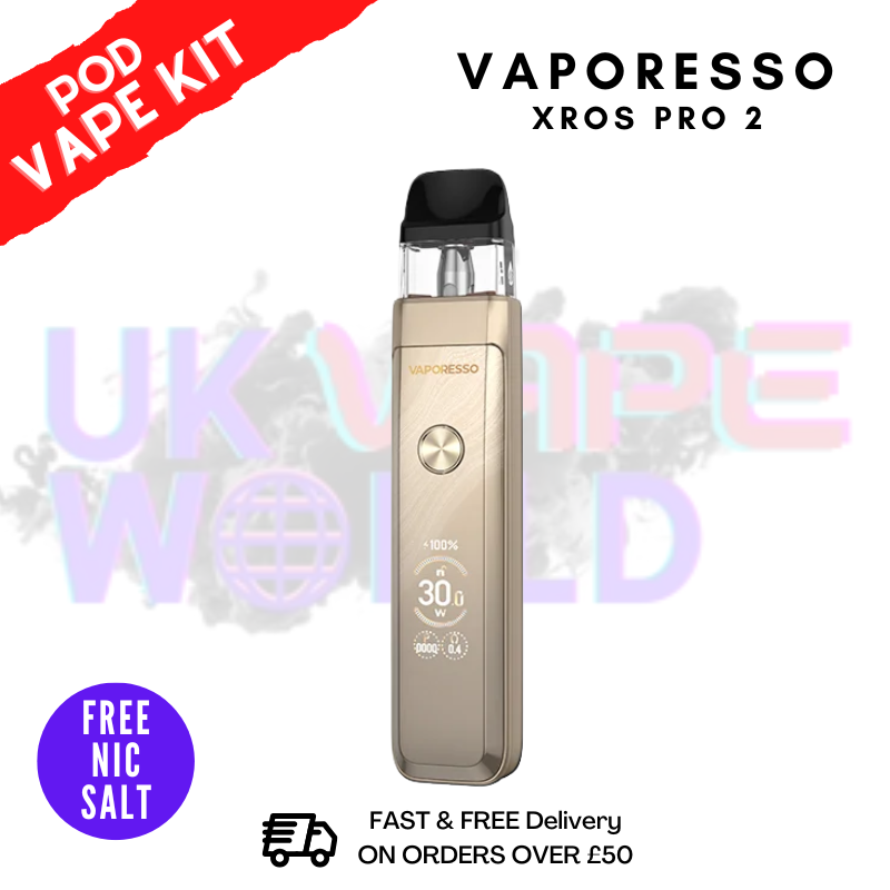 Gliterring Gold Vaporesso Xros Pro 2 Kit + Free Nic Salt - ukvapeworld