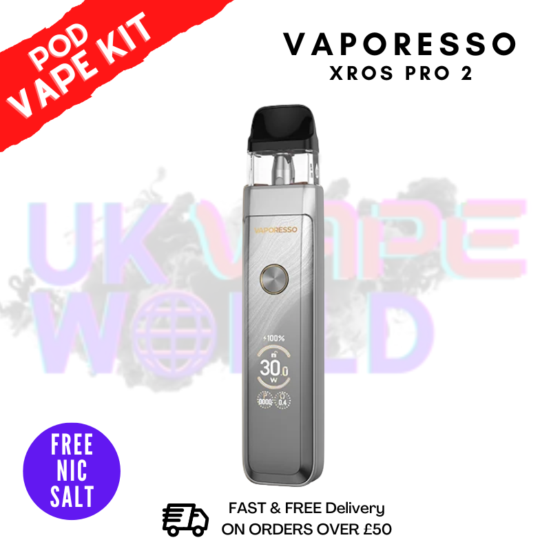 Gliterring Silver Vaporesso Xros Pro 2 Kit + Free Nic Salt - ukvapeworld