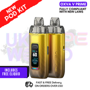 Glorious Gold Oxva V Prime Pod Vape Kit + FREE NIC SALT