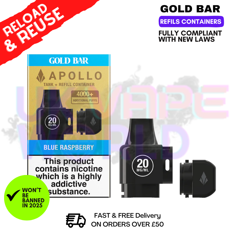 Blueberry Raspberry Gold Bar 20K Apollo Replacement Tank + 5ML Refil