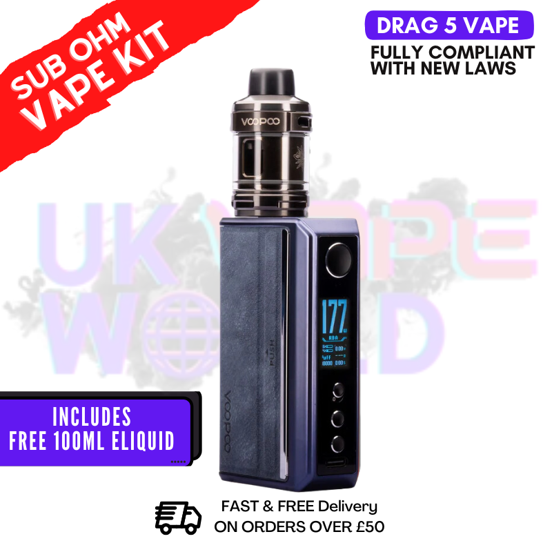 Gradient Blue VooPoo Drag 5 Vape Kit | £41.99 + FREE LIQUID